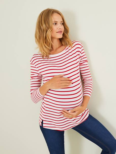Shirt in Wickelform, Schwangerschaft & Stillzeit weiß/blau gestreift+weiß/rot gestreift 