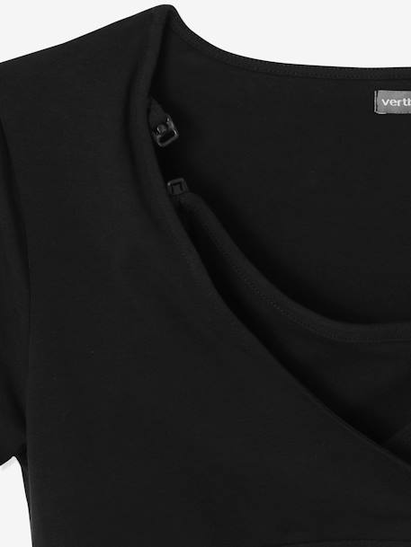Lot de 2 T-shirts cache-coeur grossesse et allaitement LOT MARINE/GRIS+noir 
