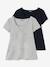 Lot de 2 T-shirts cache-coeur grossesse et allaitement LOT MARINE/GRIS+noir 