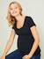 Lot de 2 T-shirts cache-coeur grossesse et allaitement LOT MARINE/GRIS+noir 