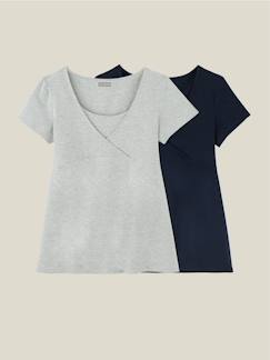 Vêtements de grossesse-Collection allaitement-Lot de 2 T-shirts cache-coeur grossesse et allaitement