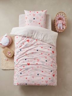 Idées déco pour une chambre partagée-Parure fourre de duvet + taie d'oreiller enfant COEURS EN FETE
