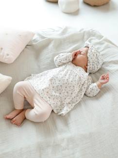 Les essentiels de bébé-Ensemble bébé naissance 3 pièces bandeau, robe à motifs et legging