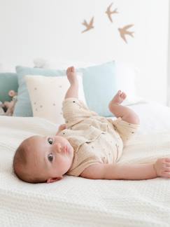 Bébé-Salopette, combinaison-Combinaison bébé naissance garçon en gaze de coton brodée