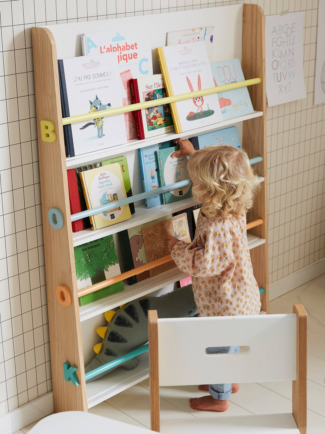 Support de rangement de livres en bois de bricolage avec étagère de livres  de DVD pour étudiants enfants adultes (rose pâle)