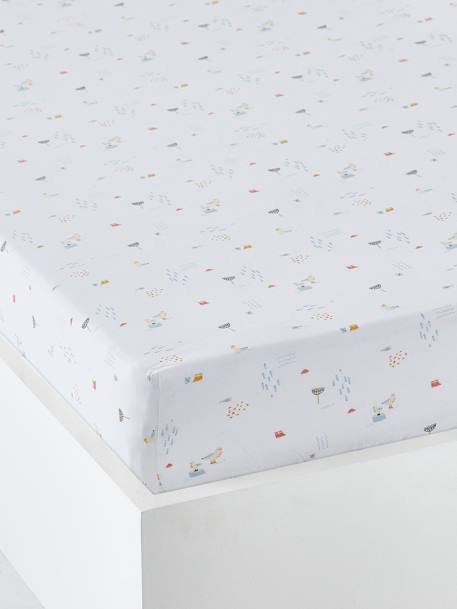 Drap Housse Bebe Leon Sur Le Ponton Blanc Multicolore Linge De Maison Et Decoration