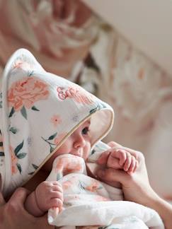 Musselin Artikel-Baby Kapuzenbadetuch „Rosentraum“, personalisierbar