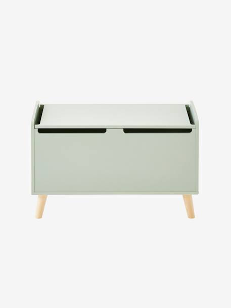 Coffre à jouets LIGNE CONFETTI Blanc/bois+VERT 