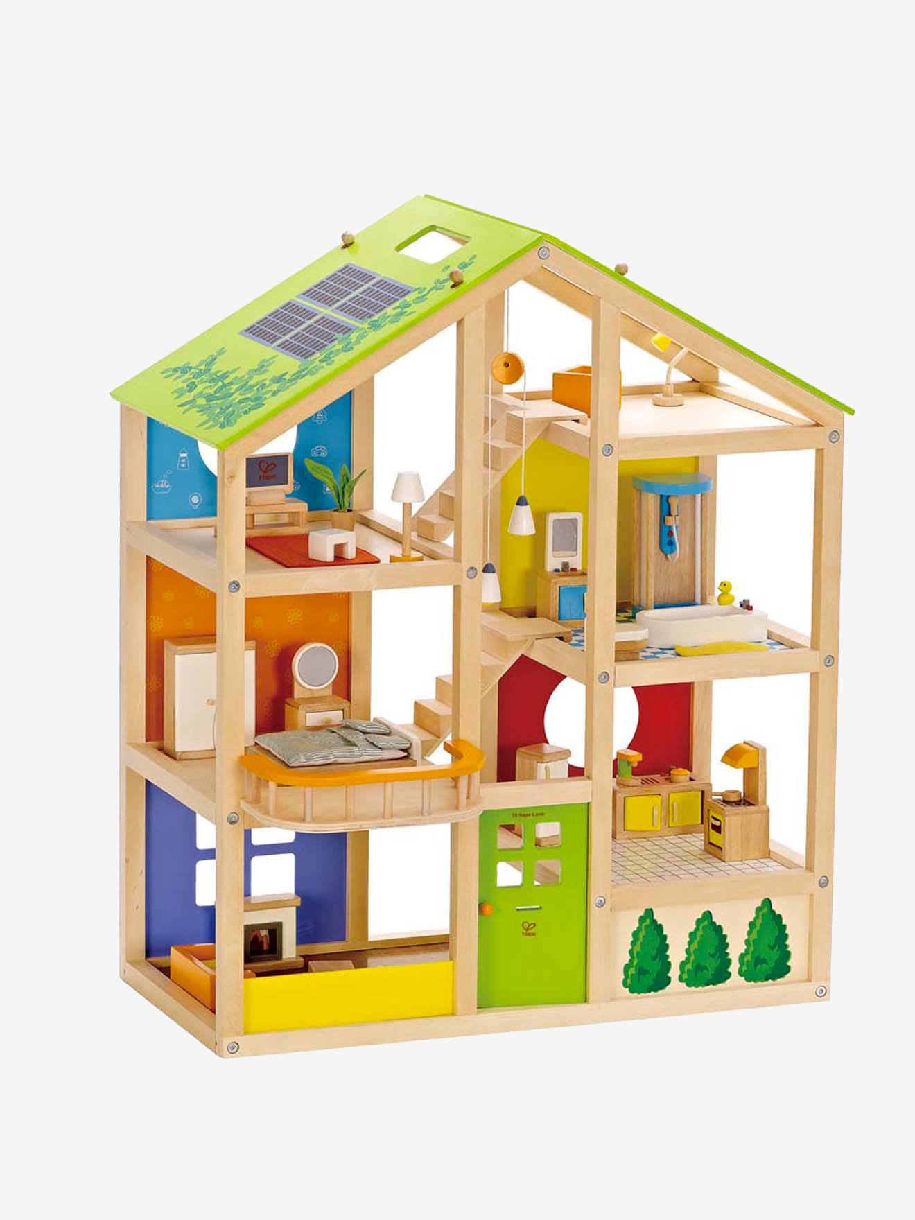Grande maison de poupée en bois avec meubles et poupées Famille-Disponible immédiatement