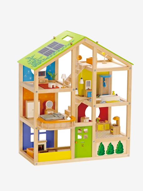 Maison de poupée meublée et décorée Multicolore 