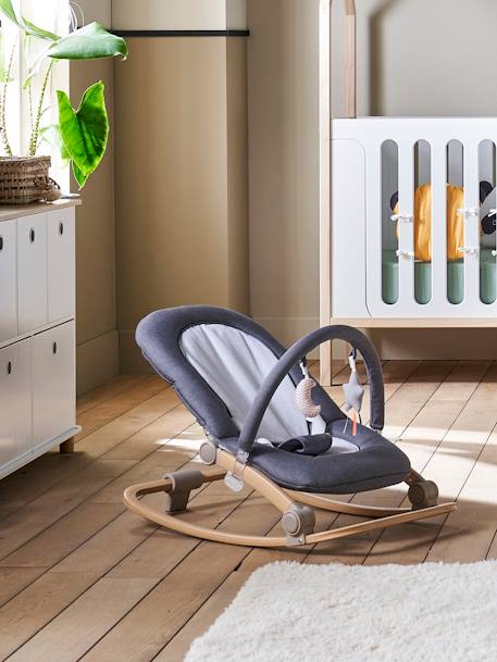 Transat avec arche Babydream curry+gris/blanc+tilleul 