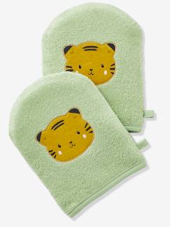 Baby-Badecape, Bademantel-2er-Pack Waschhandschuhe, Panda oder Tiger Oeko Tex®