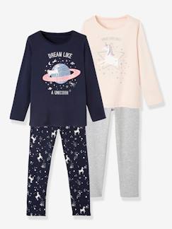 Mädchen-Pyjama, Overall-2er-Pack Schlafanzüge mit Einhornmotiven