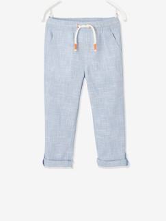 Pantalons faciles à enfiler-Garçon-Pantalon retroussable en pantacourt garçon tissu léger tissé
