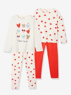 Mädchen-Pyjama, Overall-2er-Pack Mädchen Schlafanzüge mit Herzen