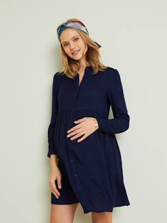 Vêtements de grossesse-Collection allaitement-Robe-chemise unie grossesse et d'allaitement