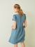 Musselin-Kleid, Schwangerschaft und Stillzeit blau bedruckt+jeansblau+sauge+weiß 