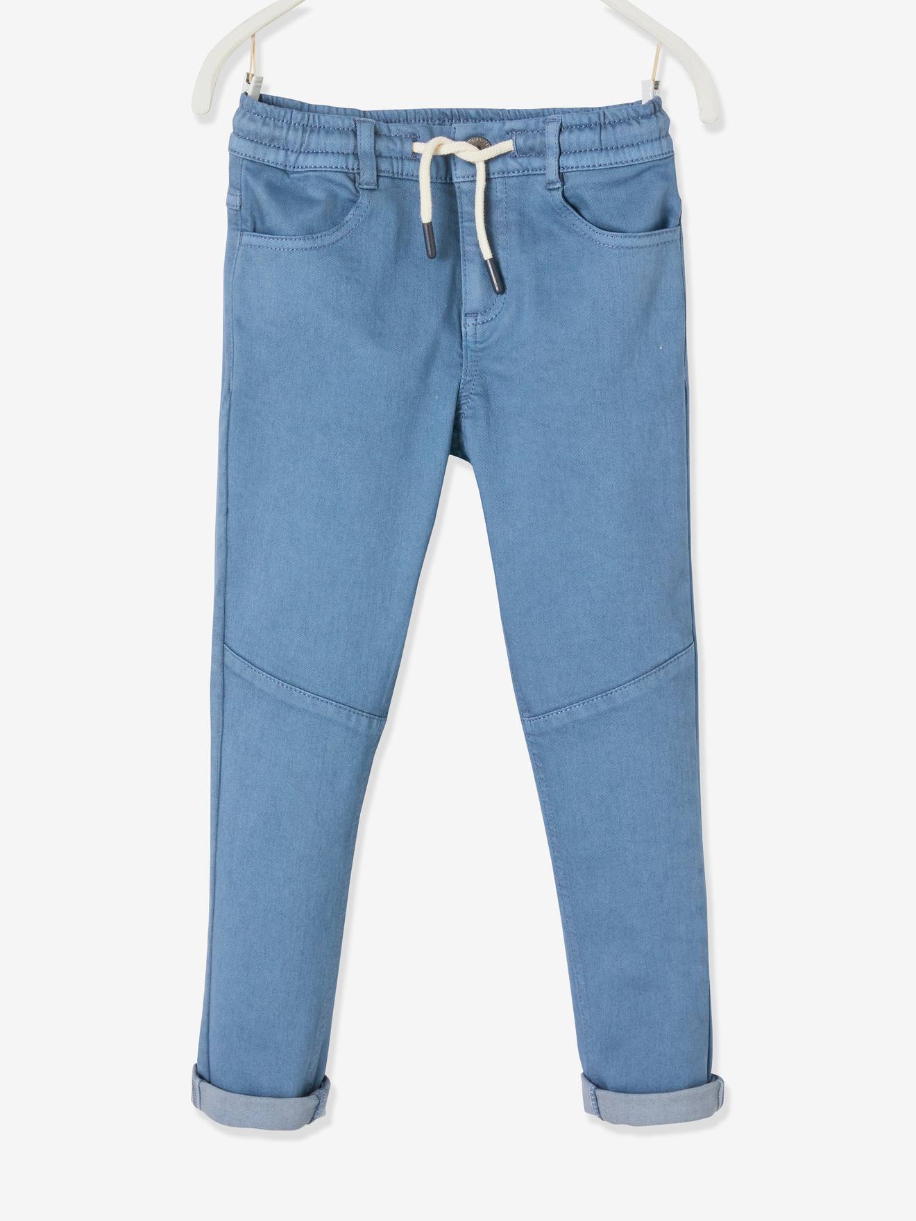 Jean Denim Garçon VERTBAUDET Doublé Polaire - Coupe Droite, Fermeture Zip Et Boutons, Pour L'hiver