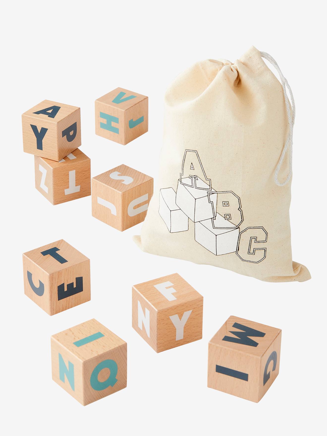 10 grosse FSC® Spielzeug - mehrfarbig, Buchstaben-Würfel Holz
