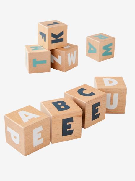 10 grands cubes lettres en bois FSC® multicolore 