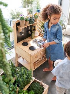Spielzeug-Nachahmungsspiele-Outdoor-Spielküche mit Pflanzbeet, Holz FSC®
