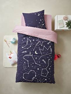 Collection Home Miss Constellation-Parure Fourre de duvet + taie d'oreiller avec dÈtails phosphorescents MISS CONSTELLATION
