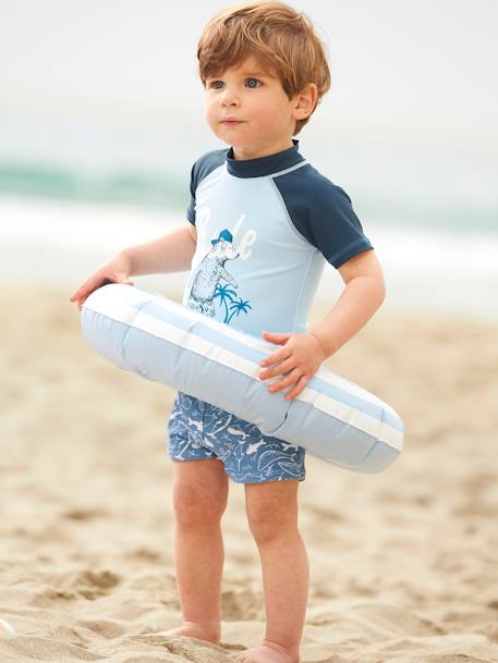 Ensemble De Bain Anti Uv Bebe Garcon Bonnet T Shirt Bleu Bebe