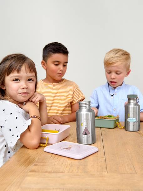 Kinder Edelstahl-Trinkflasche „Adventure“/„Yummy“ LÄSSIG blau+grau/rosa+karamell+olivgrün+olivgrün 