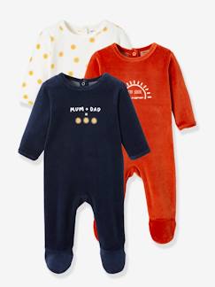 Bébé-Pyjama, surpyjama-Lot de 3 pyjamas "dors-bien" en velours bébé ouverture dos