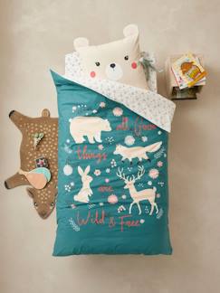 Linge de maison et décoration-Linge de lit enfant-Parure Fourre de duvet + taie d'oreiller enfant en coton bio* NATURE SAUVAGE