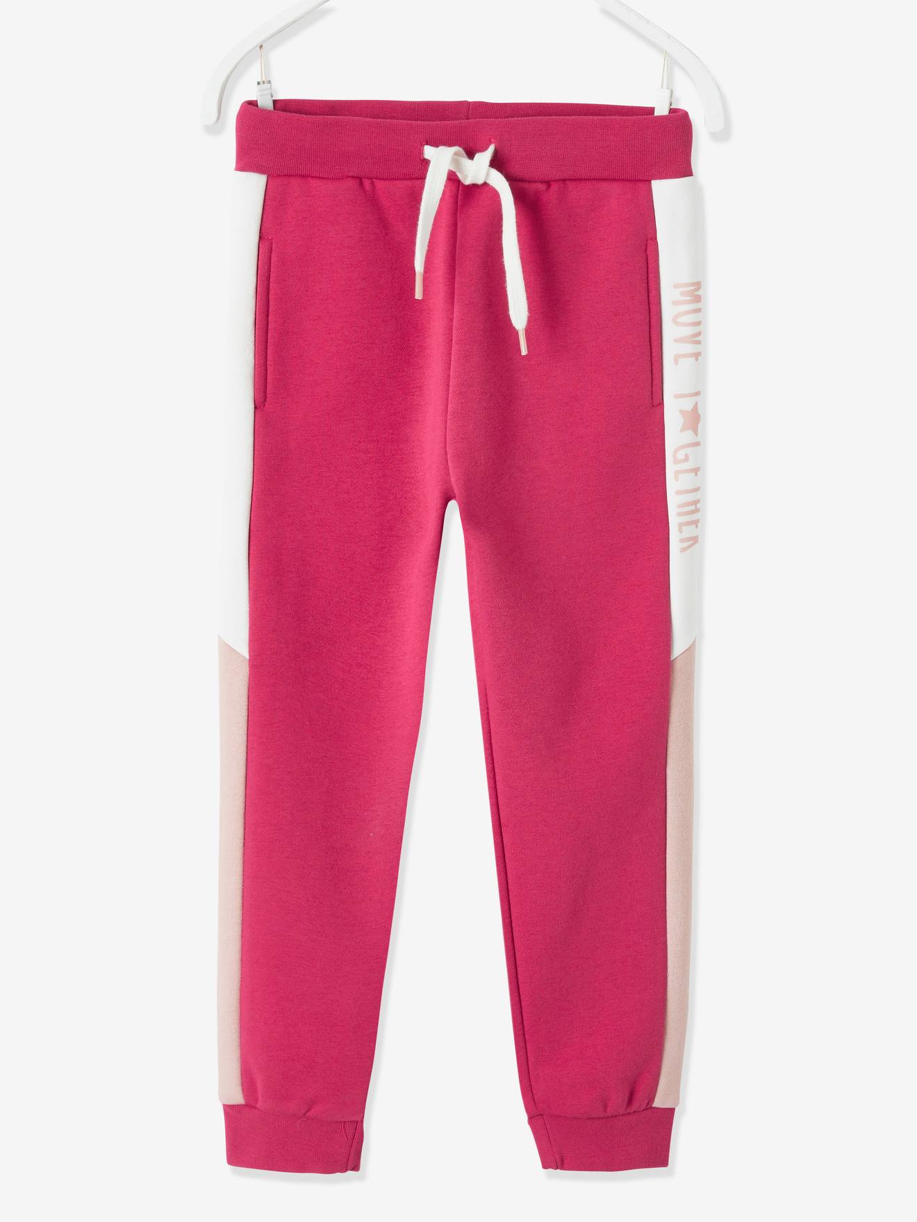 Pantalon jogging fille avec bandes côtés - bordeau