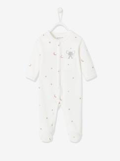 Bébé-Pyjama, surpyjama-Dors-bien en velours pressionné devant bébé
