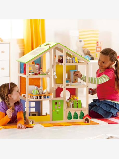 Maison de poupée meublée et décorée Multicolore 