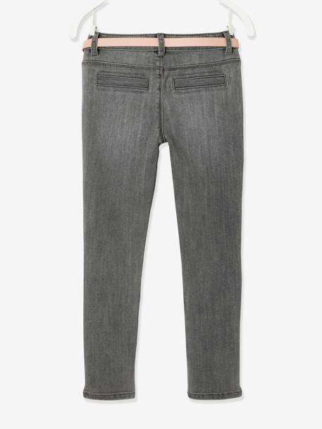 Die UNVERWÜSTLICHE, robuste Mädchen Jeans, Slim-Fit mit Gürtel, Bundweite verstellbar blue stone+grau 