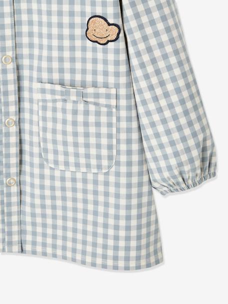 Tablier vichy personnalisable badges irisés fille BEIGE CLAI CARREAUX 