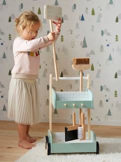 Spielzeug-Nachahmungsspiele-Haushalt, Atelier und Berufe-Kinder Putzwagen, Holz FSC