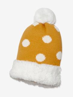 Mädchen-Accessoires-Mütze, Schal, Handschuhe-Mädchen Mütze mit Tupfen und Webpelz Oeko-Tex®