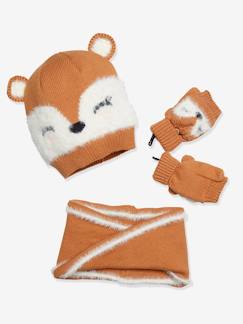 Fille-Accessoires-Ensemble fille bonnet + snood + mitaines ours