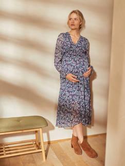 Umstandsmode-Kleid-Maxikleid für Schwangerschaft & Stillzeit, bedruckt