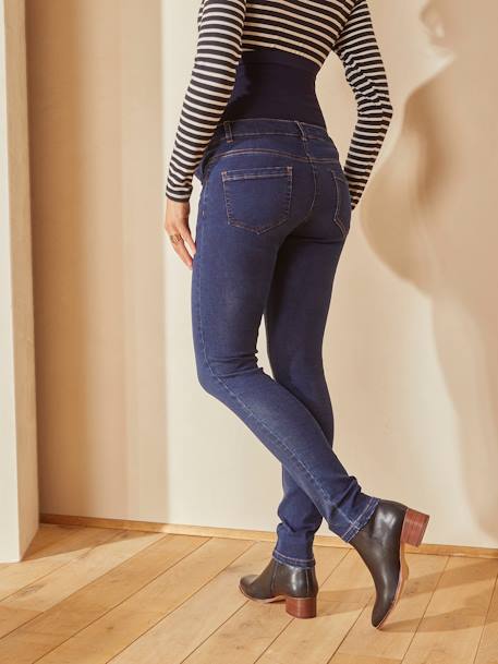 Jean slim de grossesse bandeau sans couture brut+double stone+gris+noir 