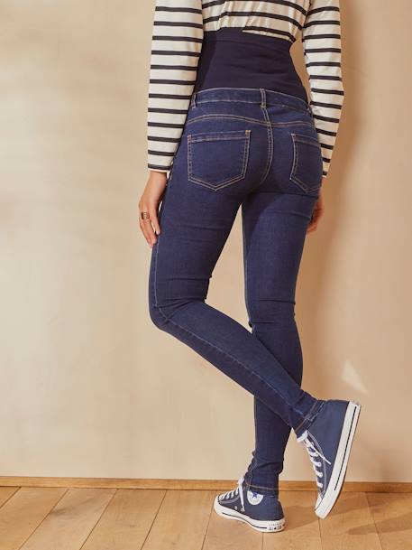 Jean skinny de grossesse bandeau sans couture anthrazite+Bleu délavé+brut 