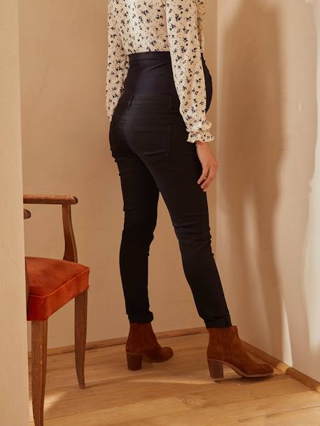 Jean slim de grossesse bandeau sans couture brut+double stone+gris+noir 