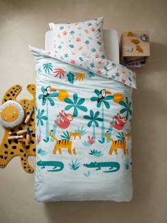 Linge de maison et décoration-Linge de lit enfant-Fourre de duvet-Parure fourre de duvet + taie d'oreiller enfant polycoton CROCOJUNGLE