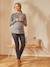 Pull devant/dos grossesse et allaitement gris+noir+rose saumon clair 