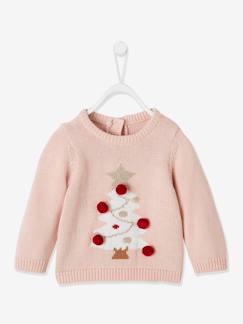 Baby-Pullover, Strickjacke, Sweatshirt-Pullover-Babypullover mit Weihnachtsbaum  und Pompons