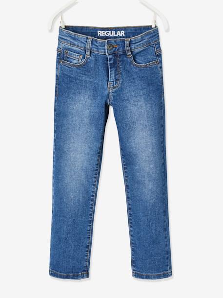 Jungen Straight-Fit-Jeans WATERLESS, Hüftweite REGULAR Oeko Tex, Bundweite verstellbar blue stone+dark blue 