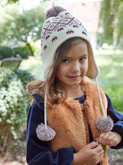 Mädchen-Accessoires-Mütze, Schal, Handschuhe-Mädchen-Set aus Jacquardstrick: Mütze, Rundschal & Handschuhe Oeko-Tex®