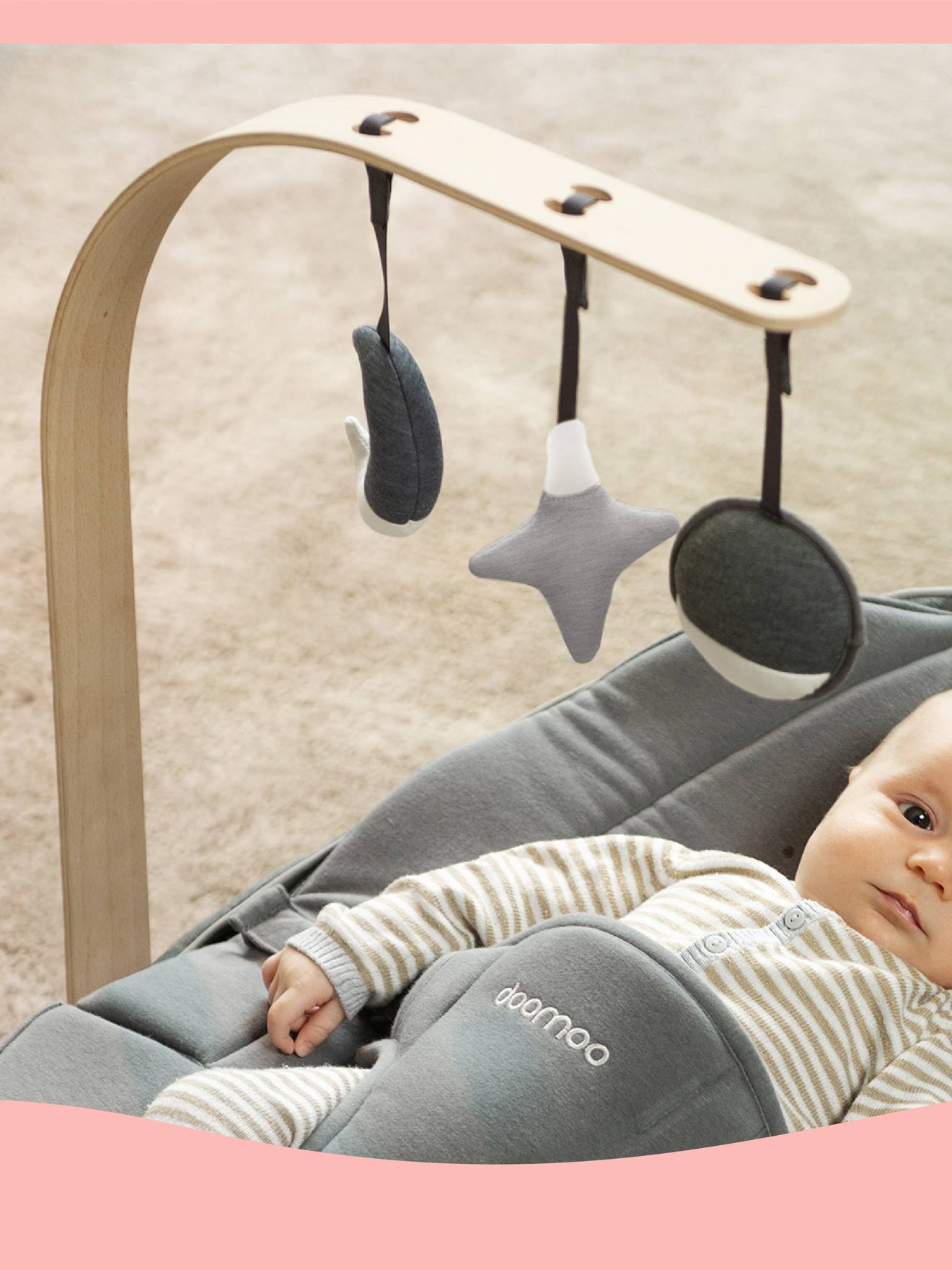 Transat Et Pouf Doomoo Seat N Swing Babymoov Avec Balancelle Integree Rose Puericulture