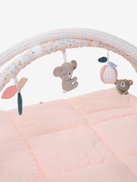Tapis d'éveil en gaze de coton avec arche ROSE MOYEN UNI AVEC DECOR+vert / multicolore 