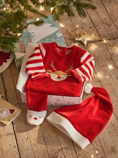 Pyjamas du grand soir-Coffret cadeau de Noël bébé dors-bien en velours + bonnet